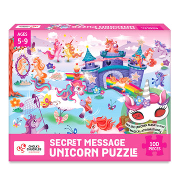 Chalk And Chuckles I Love Unicorns 100 Piece Jigsaw Puzzle, Secret Message Puzzle For Kids Age 5+, Birthday Gifts For Girls And 