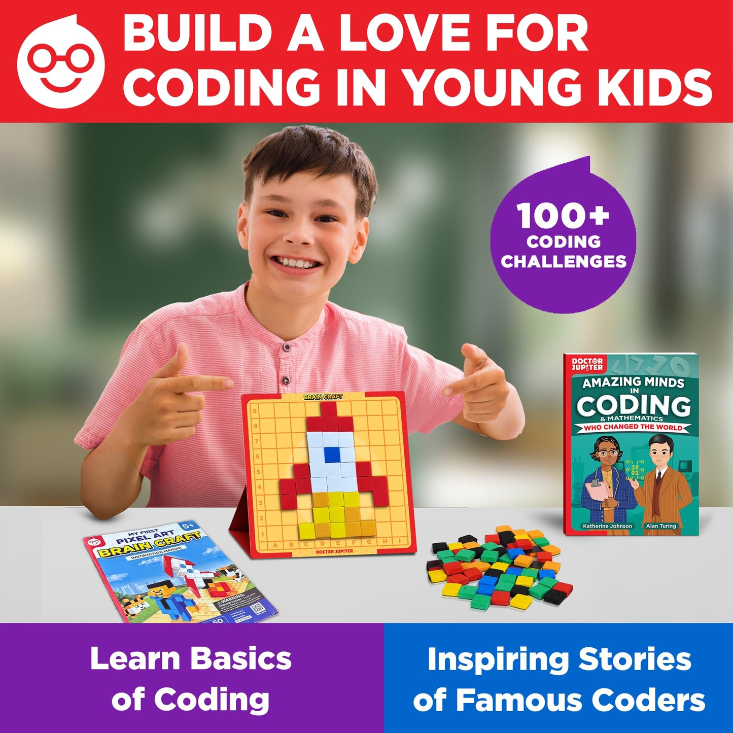Doctor Jupiter My First Stem Pixel Art Kit For Kids Ages 5+ | Birthday Gift Ideas For 5-6-7-8-9-10 Year Old Boys & Girls | Learn