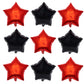 18 Inch Red Black Star Shape Foil Balloon,10Pcs Mylar Helium Balloons Star Balloons For Party Decoration