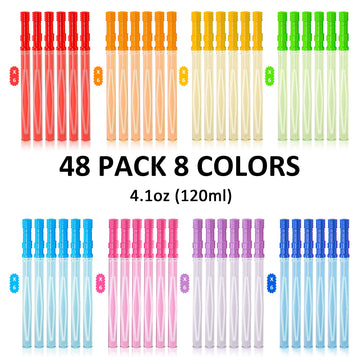 Inscraft 48 Pack 14 Big Bubble Wands, 8 Colors Bulk For Summer Toy, Outdoor/Indoor Activity Use, Easter, Birthday, Graduation, S