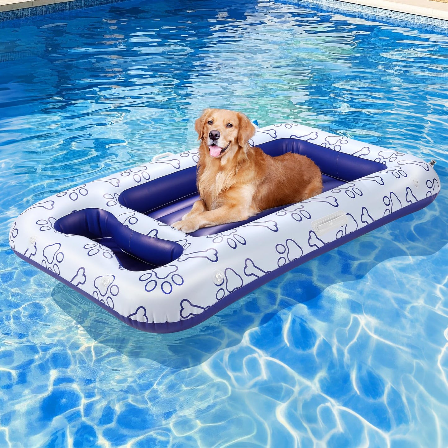 HeySplash Dog Floats for Pool, Inflatable Pool Floats for Small, Medium and Large Dogs, Pet Pool Float Built-in Area for Snacks 