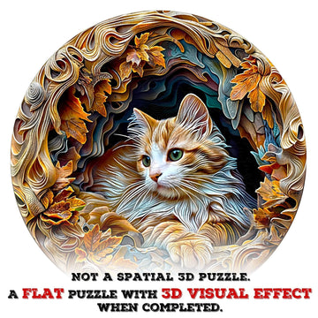 Wooden Puzzles for mature-themeds  3D Visual Effects Inside The Cave with a Persian Cat Wooden Jigsaw Puzzles for mature-themeds  Unique Shape  Wood Puzzles mature-themed  Wall Art Home Decor (L-13.4 * 13.4in -300 pcs)