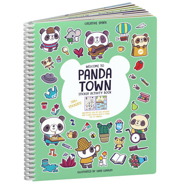 Cupkin Panda Town Sticker Book Activity For Kids, Toddler Airplane Travel Essentials, 300+ Stickers For Kids 8 Scenes + Coloring