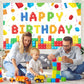Panelee Building Block Birthday Banner Building Blocks Party Backdrop Building Blocks Birthday Party Decoration Happy Birthday B