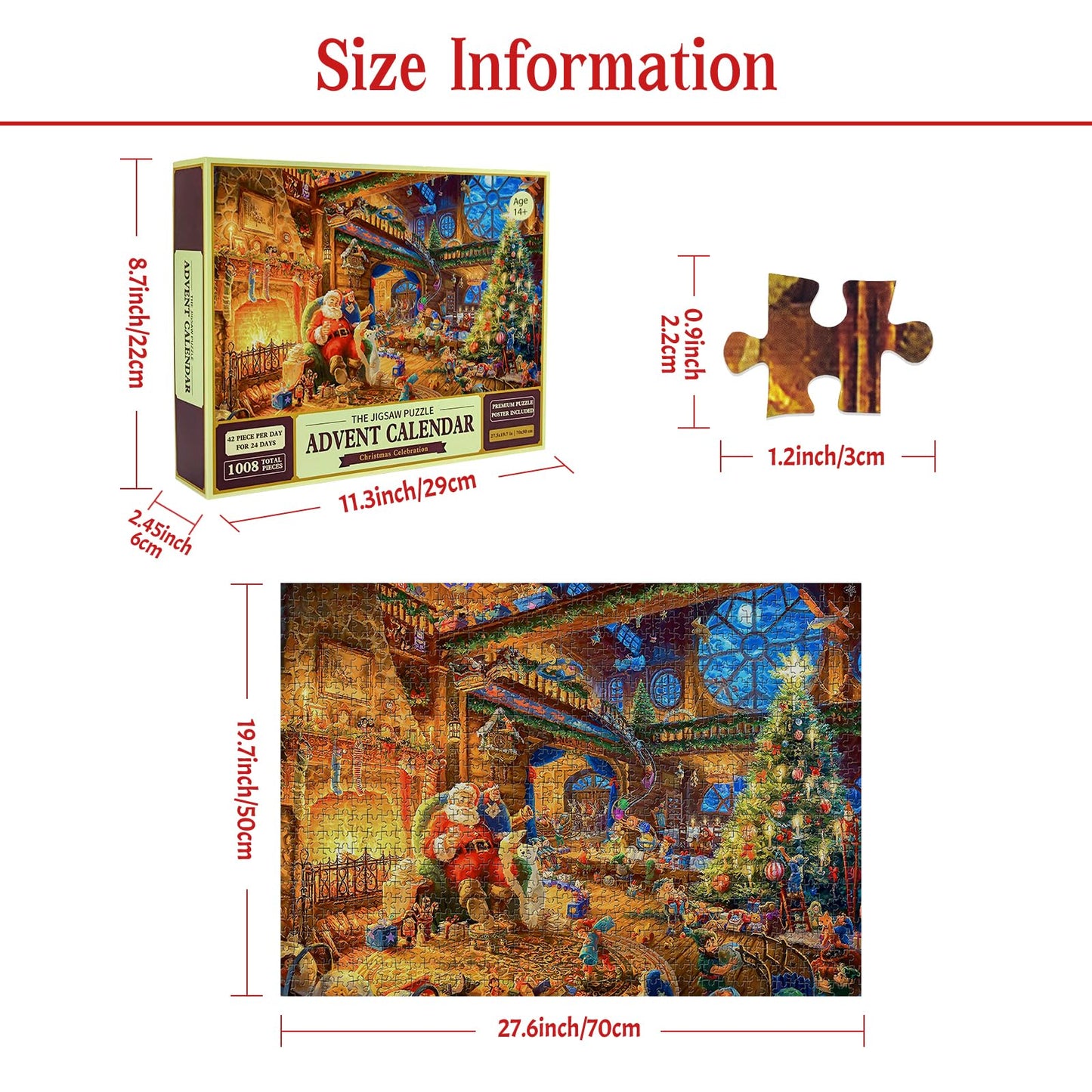 1000 Piece Puzzle For Adults Christmas Cabin Christmas Puzzle, Santa Claus Christmas Puzzles 1000 Pieces, Santa'S House 1000 Pie