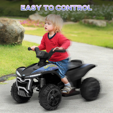 Qaba Kids Atv Quad, 6V Electric Four Wheeler With 1.6Mph Max Speed, Rechargeable Battery, Battery Powered Ride On Toy With Light
