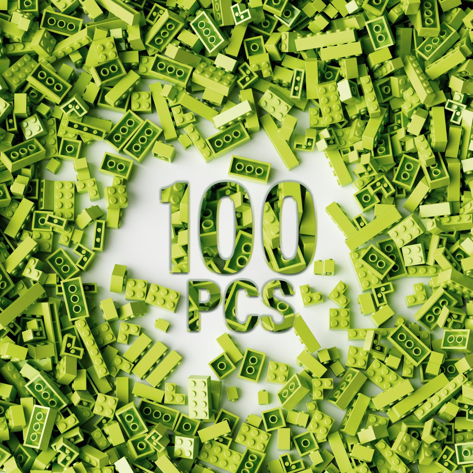 100 Piece Classic Building Blocks, Grass Green, Compatible With Lego Parts (Color: Green)