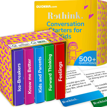 Quokka Conversation Cards Game - Kids Edition | 500 Questions | Premium Version | Share Thoughts - Fun Talking Board Game For Family Night