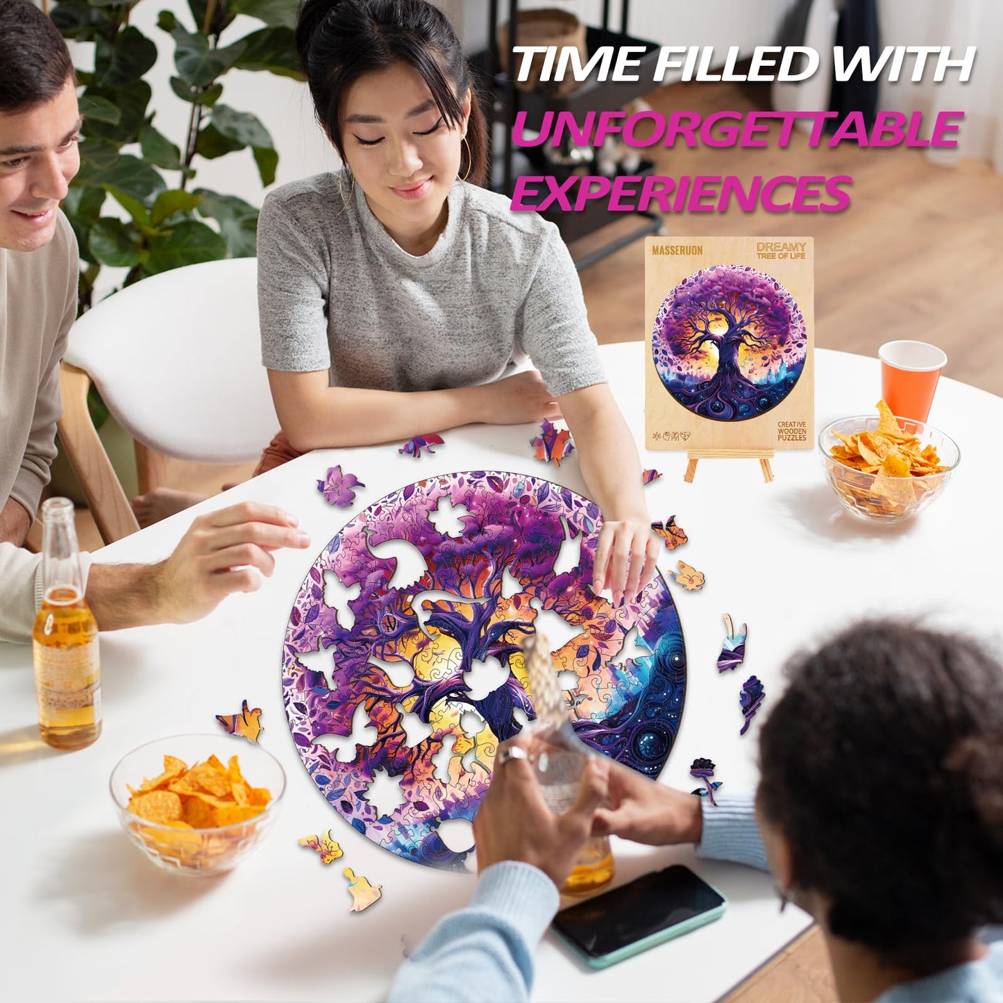 masseruon Tree of Life Puzzles for Adults, 300 Piece Puzzles for Adults(L, 13.4x13.4in), Unique Round Jigsaw Puzzles, Creative C