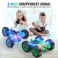 CoziBB Remote Control Car, RC Cars with Strip Lights and Headlight, 2 Hours Long Battery Life, 4WD Double-Sided 360 Flips Rotati