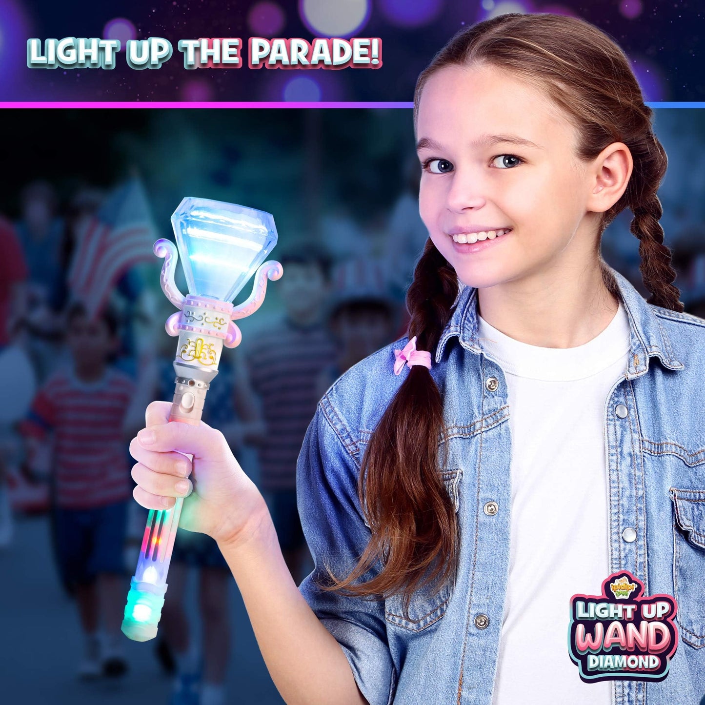 Light Up Spinning Diamond Wand For Kids In Gift Box, Rotating Led Toy For Girls And Boys, Magic Princess Sensory Toys, Suitable