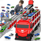 MSKOLER Racing Car Railway Truck Toy for Boys 2 3 4 5 6 7 Years Old - 78.7-inch Transport Carrier Trucks, Foldable Tracks Storag