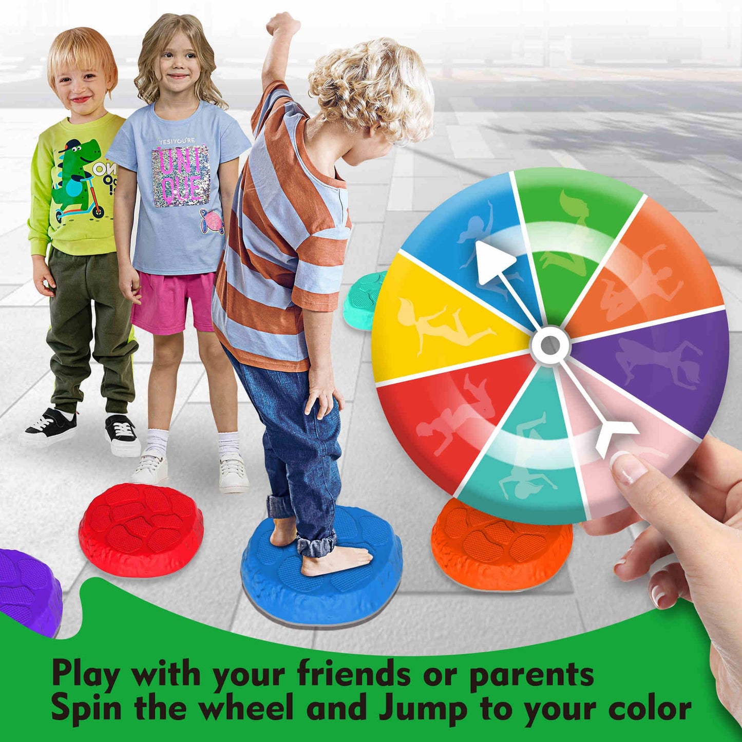 Smartyeen Stepping Stones For Kids,8/12 Pcs Durable Non-Slip Balance Stones Indoor Outdoor Toys For Toddlers Develope Kids Balan