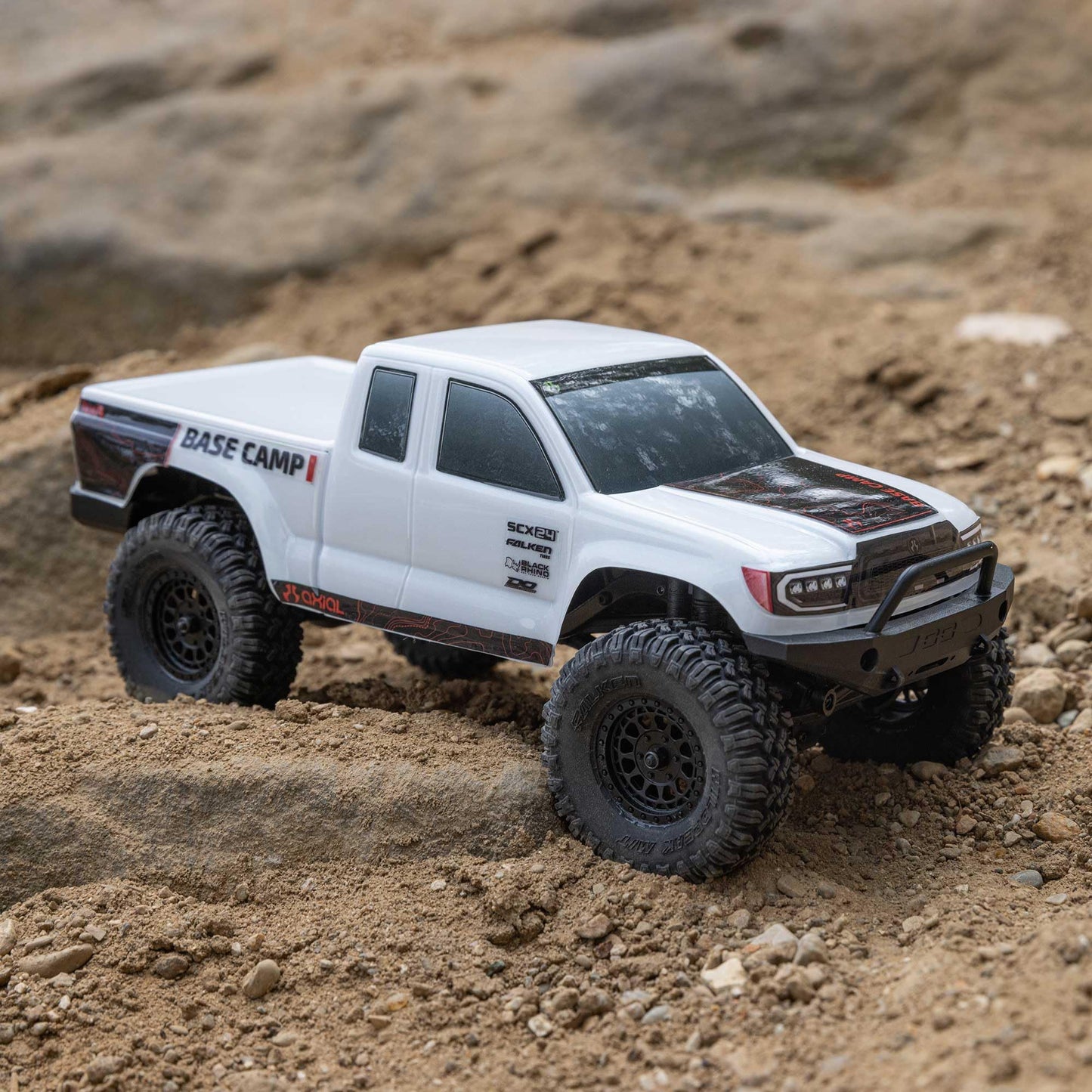 Axial RC Truck 1/24 SCX24 Base Camp 4x4 Rock Crawler Brushed RTR(Everything Needed to Run is Included) - White, AXI-1219T1