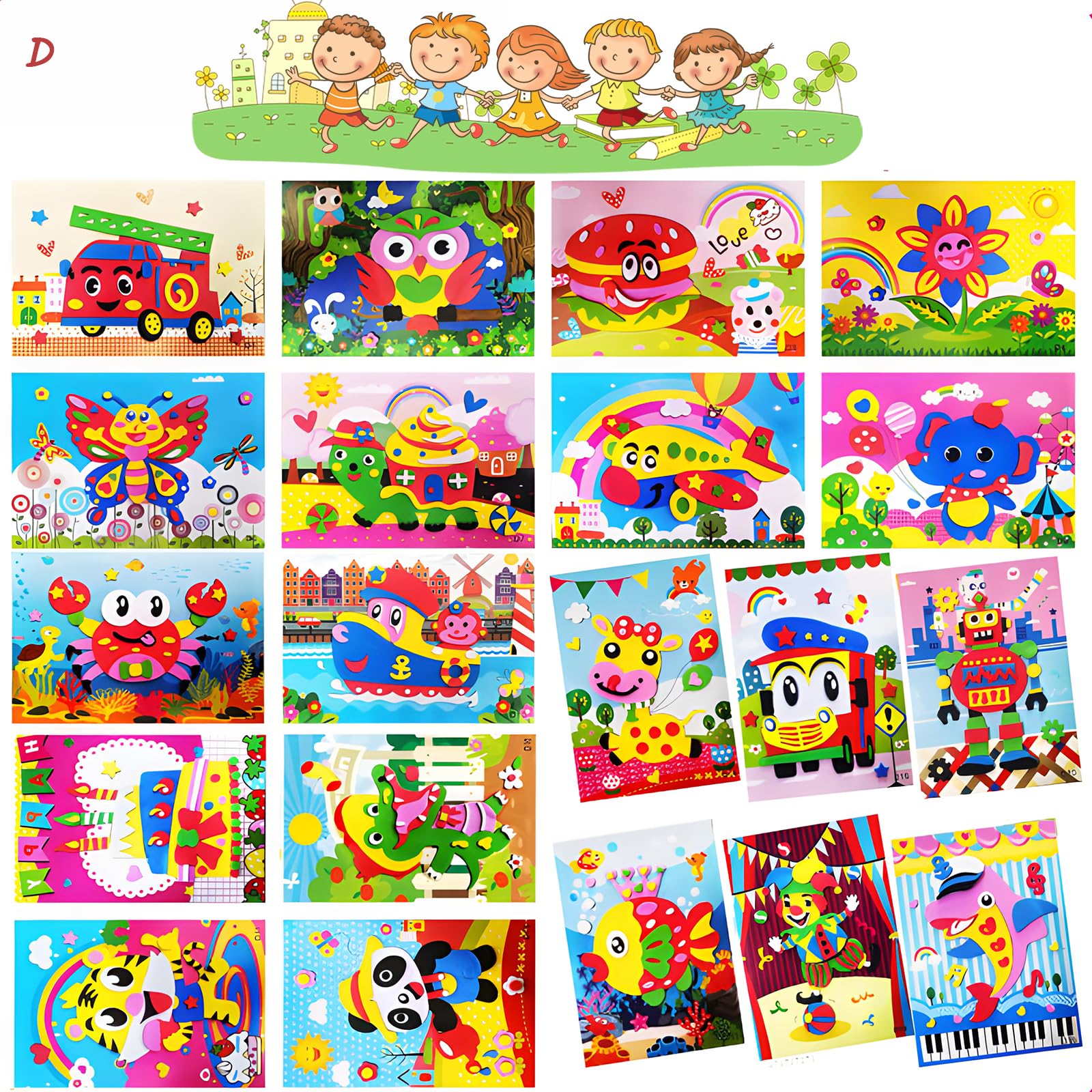 D# 20Pcs 3D Eva Foam Sticker Puzzle Game Diy Cartoon Animal Learning Education Toys For Children. Cultivate Kid'S Three-Dimensio