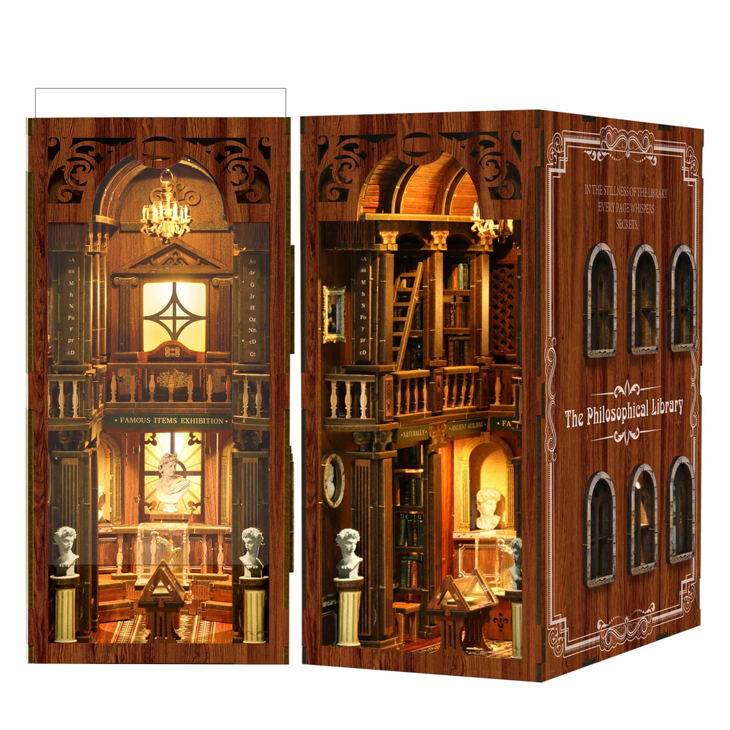 Sunnino Book Nook Kit - Diy Miniature House Kit 3D Wooden Puzzles With Led Lights, Diy Book Nook Kits For Adults Unique Doll Hou