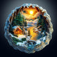 Wooden Puzzles for Adults, Flat Puzzle with 3D Visual Effect, Winter Scene Wooden Jigsaw Puzzles for Adults, Forest River Sunset