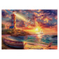 Beach Ocean Lighthouse Puzzle For Adults 1000 Pieces Nature, Summer Sunset Landscape Jigsaw Puzzle, Sailboat Scenery Puzzle