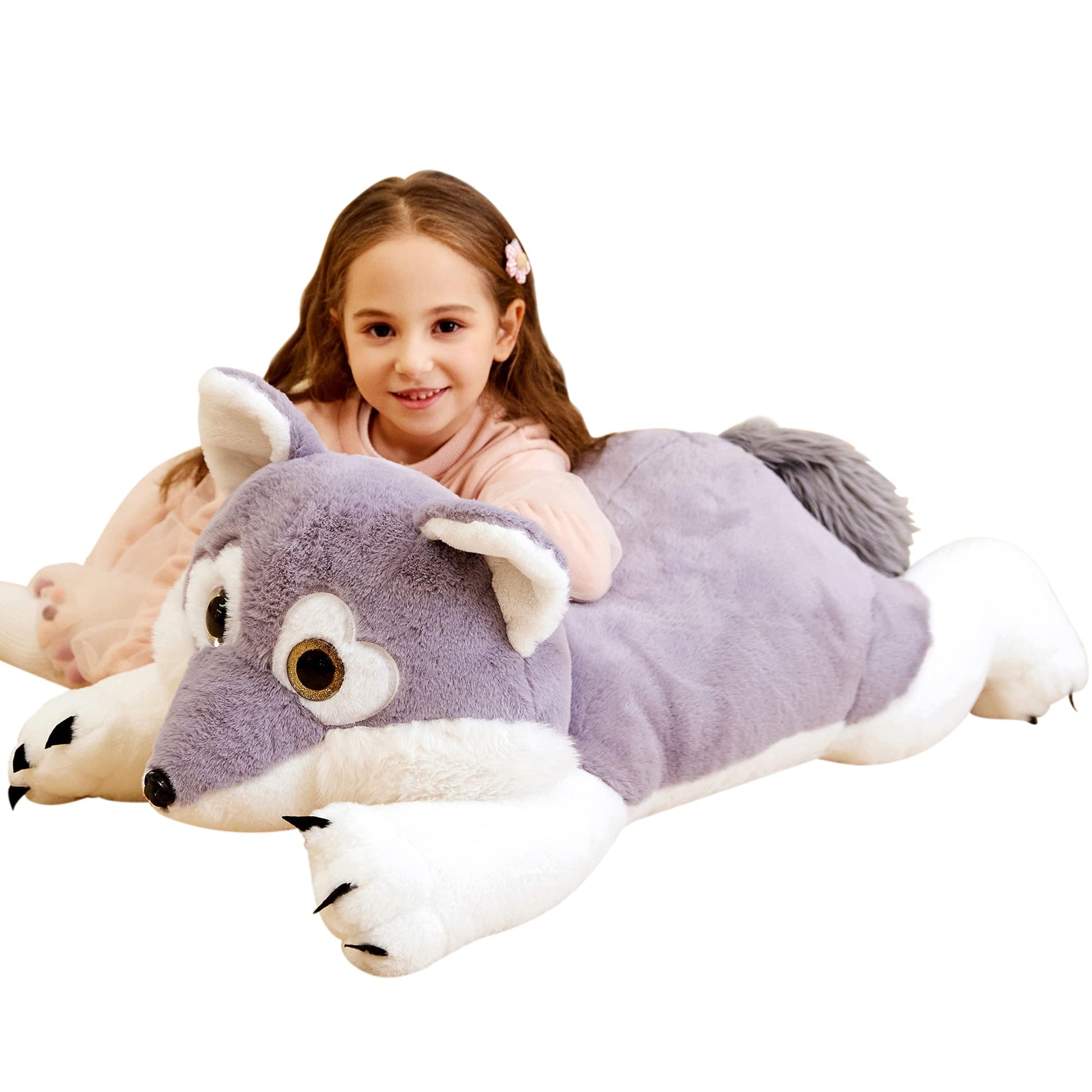 Ikasa Giant Wolf Stuffed Animal Plush Toy, 30' Large Jumbo Plushie Toys For Kids Girls Boys