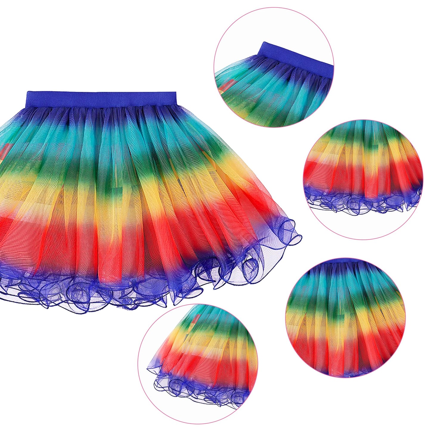 Daisyduds Cat Dollhouse Costume Rainbow Tutu Dress With Striped Top, Accessories Set Halloween Christmas Outfits For Cutie(120Cm