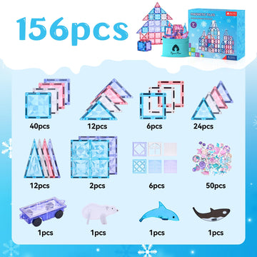 Magnetic Tiles Set, Frozen Magnet Building Blocks With Car Animal Models And Stickers, Construction Educational Stem Sensory Toy