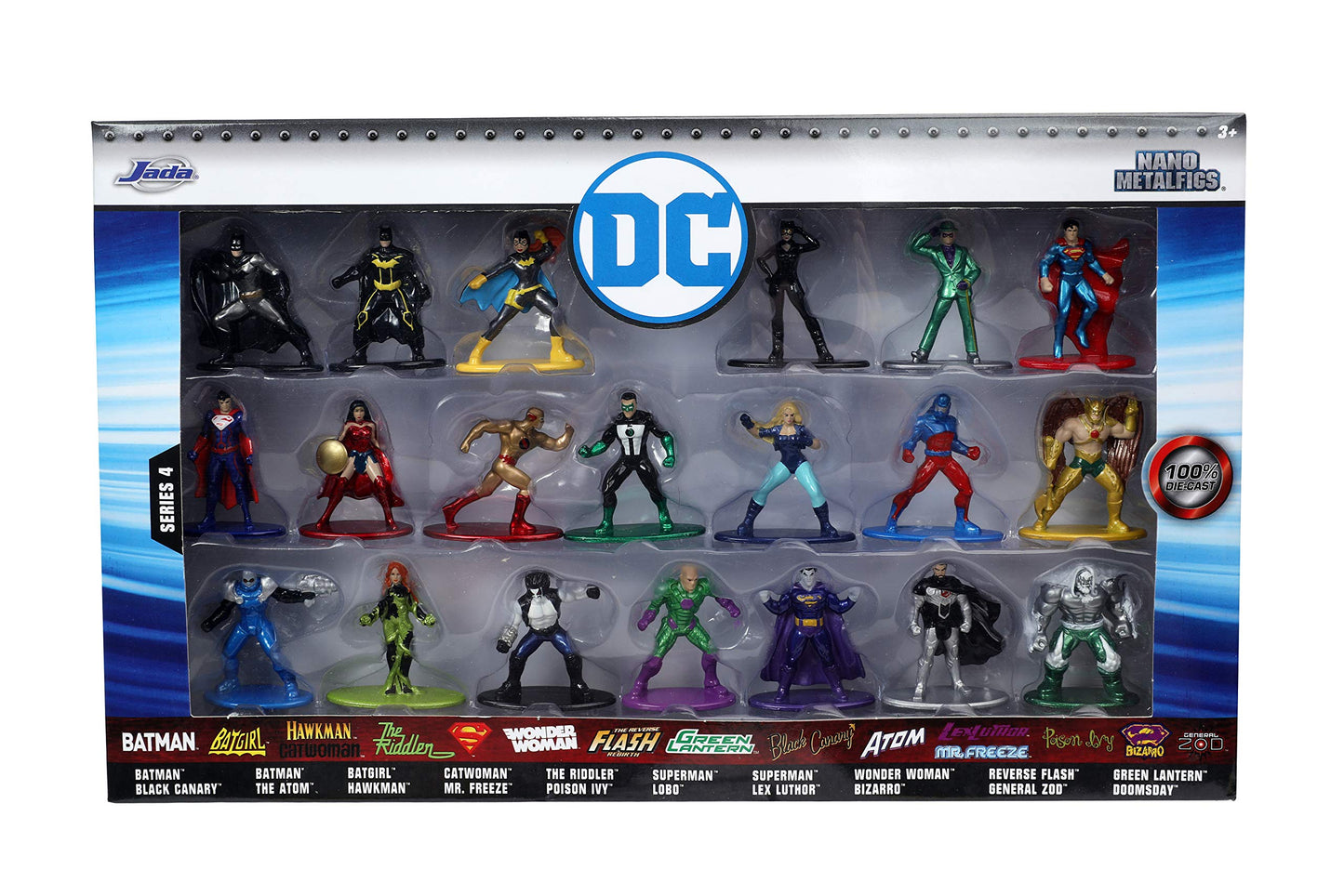 Jada Toys DC Comics 1.65" Die-cast Metal Collectible Figures 20-Pack, Model 32391, Blue, Ideal for Kids and Adults
