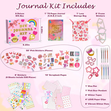 DIY Journal Kit for Girls 8-14 Gifts for Teen Girls Trendy Stuff Stocking Stuffers for Teen Girls Scrapbook Diary Supplies Set  Birthday Gifts for Girl Teen Daughter 6 7 8 9 10 11 12 13 14 Year Old