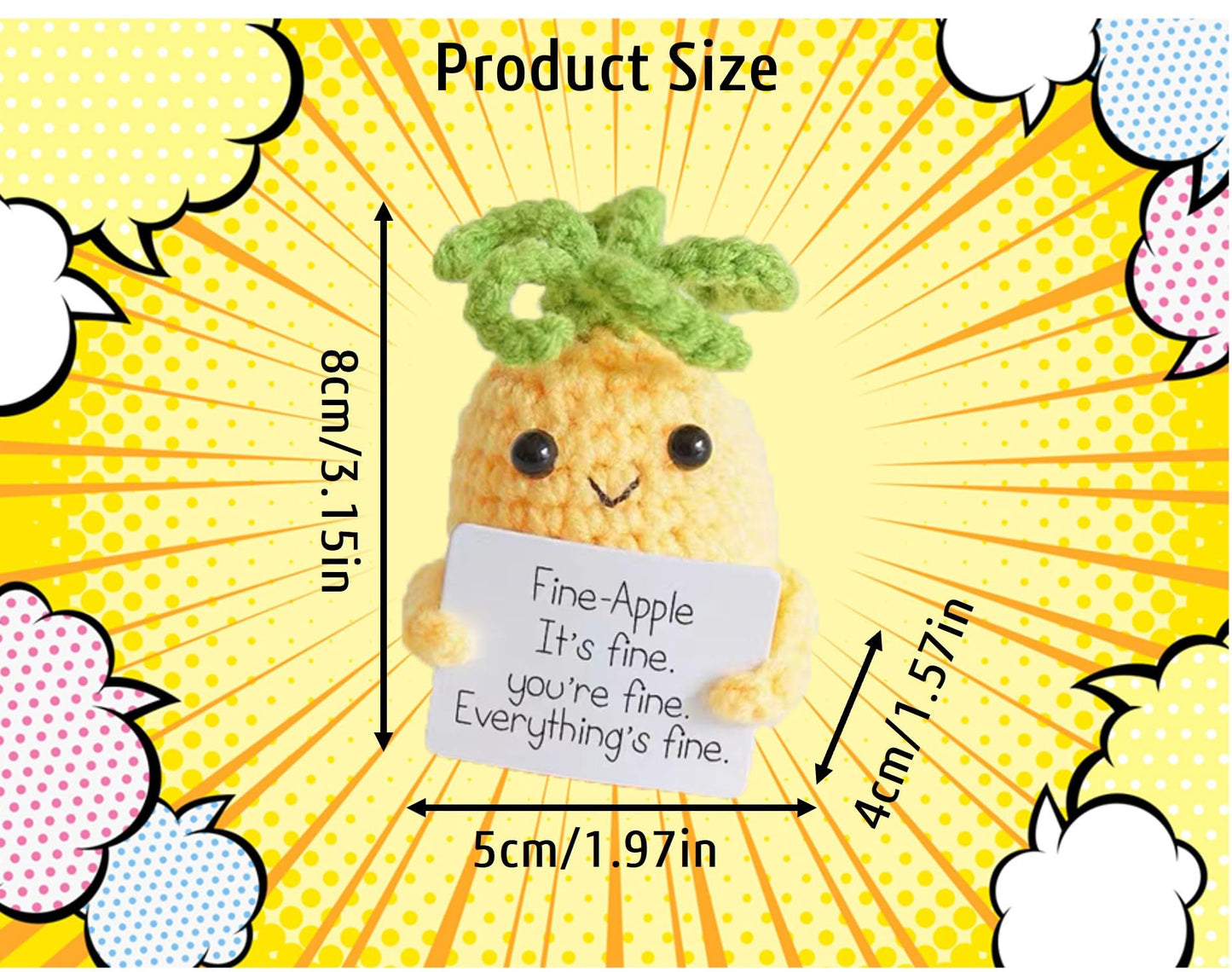 Aabxx Funny Mini Positive Potato,3In Cute Crochet Doll With Positive Card,Soft Wool Knitting Toy Decoration Encouragement Suppor