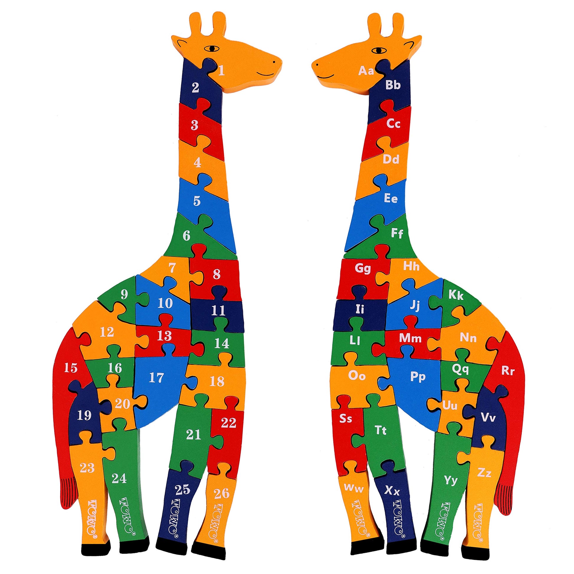 TOWO Wooden Giraffe Alphabet Blocks and Number Blocks Jigsaw Puzzle 41 cm Large Size 2 in 1 ABC Number Puzzle - Wooden Letter Puzzles Educational Toys for 3 Year olds