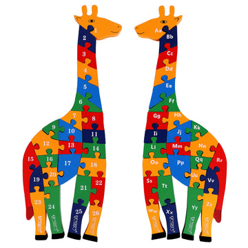 TOWO Wooden Giraffe Alphabet Blocks and Number Blocks Jigsaw Puzzle 41 cm Large Size 2 in 1 ABC Number Puzzle - Wooden Letter Puzzles Educational Toys for 3 Year olds