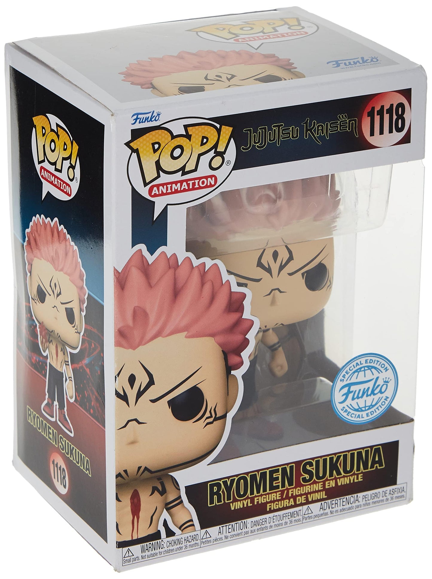 Funko Jujutsu Kaisen POP Vinyl Figurine Sukuna w/Heart 9 cm - Multicolor, Model 62648, Collectible Animation Toy