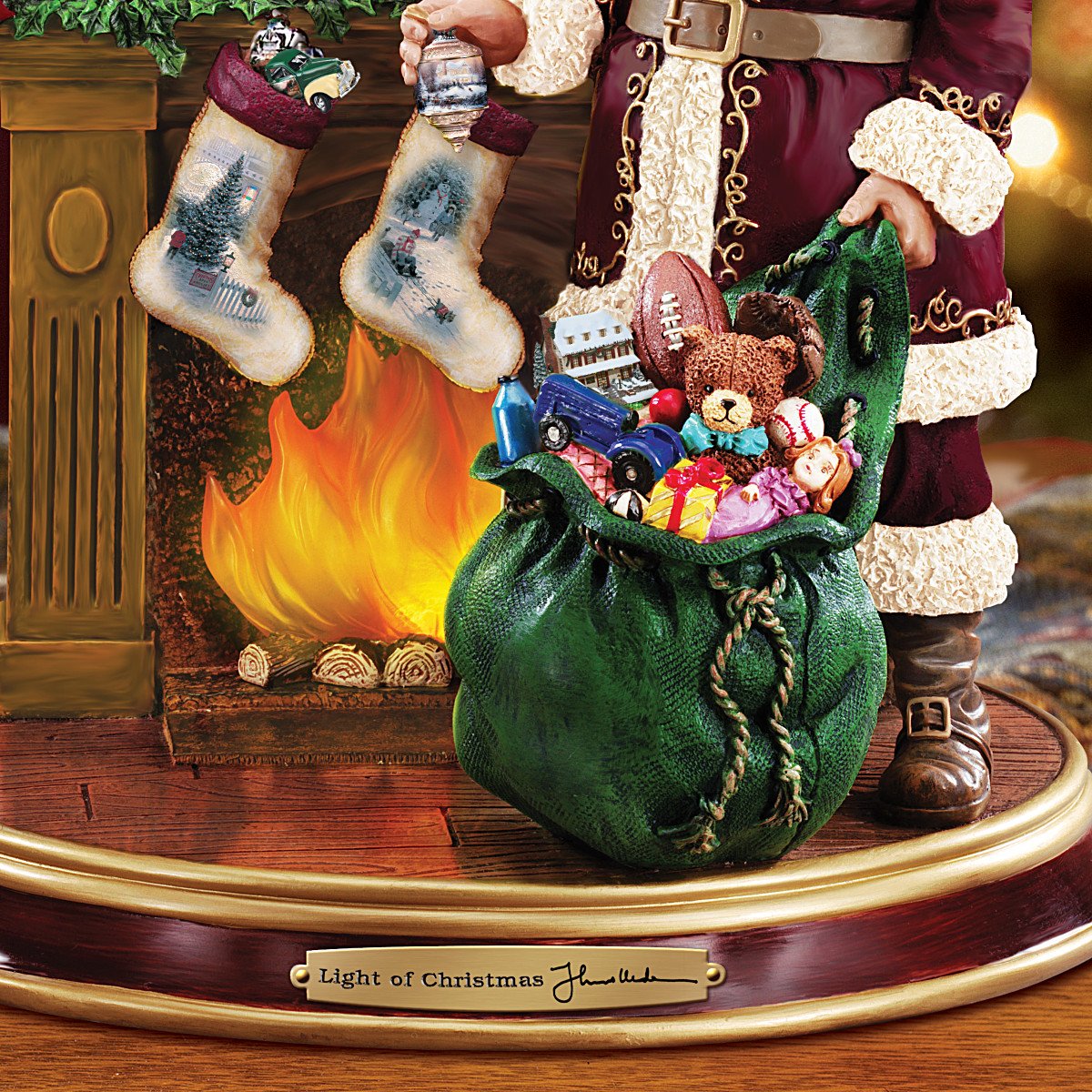The Bradford Exchange Illuminated Santa Claus Figurine - Light Up The Holidays, Red, Model 1508868001