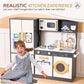 Kids Kitchen Playset With Realistic Design, Luxury Play Kitchen With Extended Storage Cabinets, Toy Kitchen For Toddlers With Co