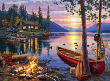 Buffalo Games 1000 Piece Jigsaw Puzzle - Darrell Bush Canoe Lake - Multicolor Paperboard - Perfect for Game Nights, 26.75 x 19.75