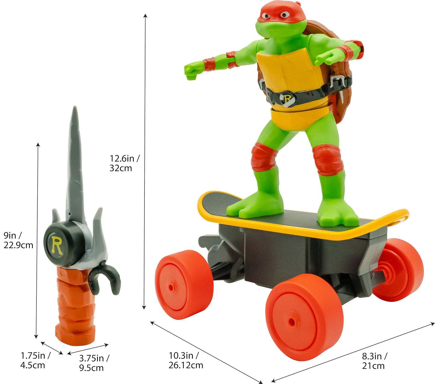 Teenage Mutant Ninja Turtles Raphael Cowabunga Skate Rc - Imitates Real Skate Tricks - 2.4 Ghz Remote Control - Ages 3+