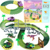 Toyli Dinosaur Race Track Set 182 Pieces, Dino Track Flexible Dinosaur Road Race Playset With Bridge, Ramps, Dinosaur Track Toy