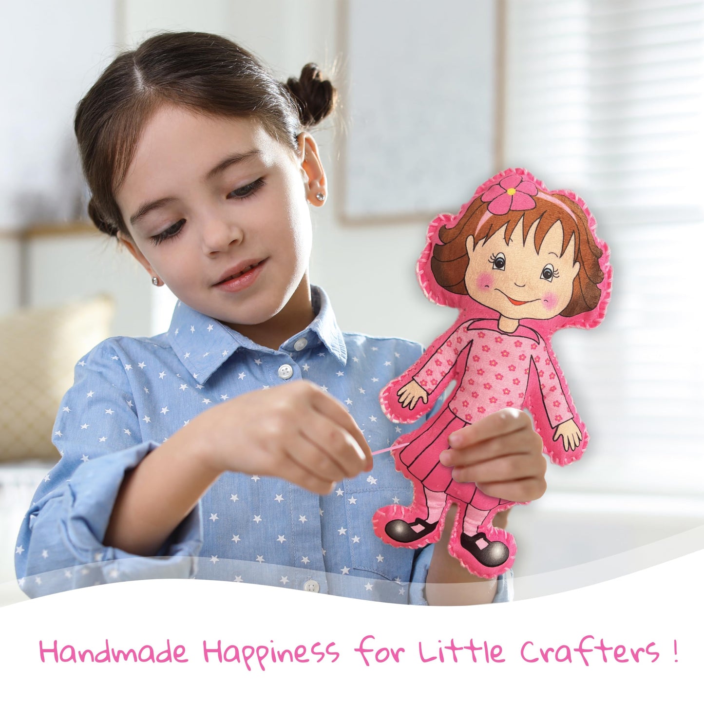 FancyOh! Sew Your Own Doll Kit - 4 Pieces Beginner Sewing Kit for Girls Age 5+ - Fun Educational Craft Kit Including Instruction