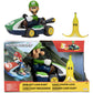 Super Mario Luigi Racer Vehicle - 360 Spins, Wind Up, 2.5" Action Figure, Medium, Plastic