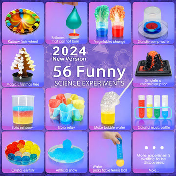 Educational Science Kit Kids Toys - 56 Science Lab Experiments, Science Kits For Kids Age 6-8-10-12, 70+ Pcs Diy Stem Projects With Lab Coat Scientist Costume, Educational Toys For Kids Girls Boys