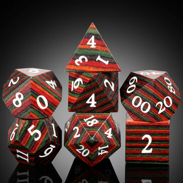 Wooden D&D Dice, DNDND Technical Wood DND Die Set with Gift Case for Dungeons and Dragon Tabletop Games (Technical Wood)