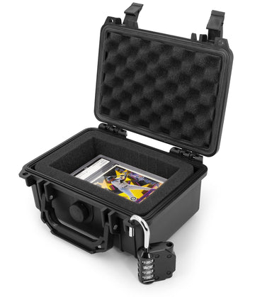 Casematix Graded Card Case Storage Box For Sports Cards Compatible With 8 Bgs, 13 Fgs Or 11 Gma Psa Graded Trading Card Slabs And More Collectible Cards - Airtight, Waterproof And Includes Padlock