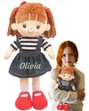 Personalized Rag Dolls for Girls - Custom 16 Inches Soft Plush Snuggle Baby Doll for Toddlers Stuffed Toys - Muecas de Trapo Personalizadas para Nias - Jean Skirt