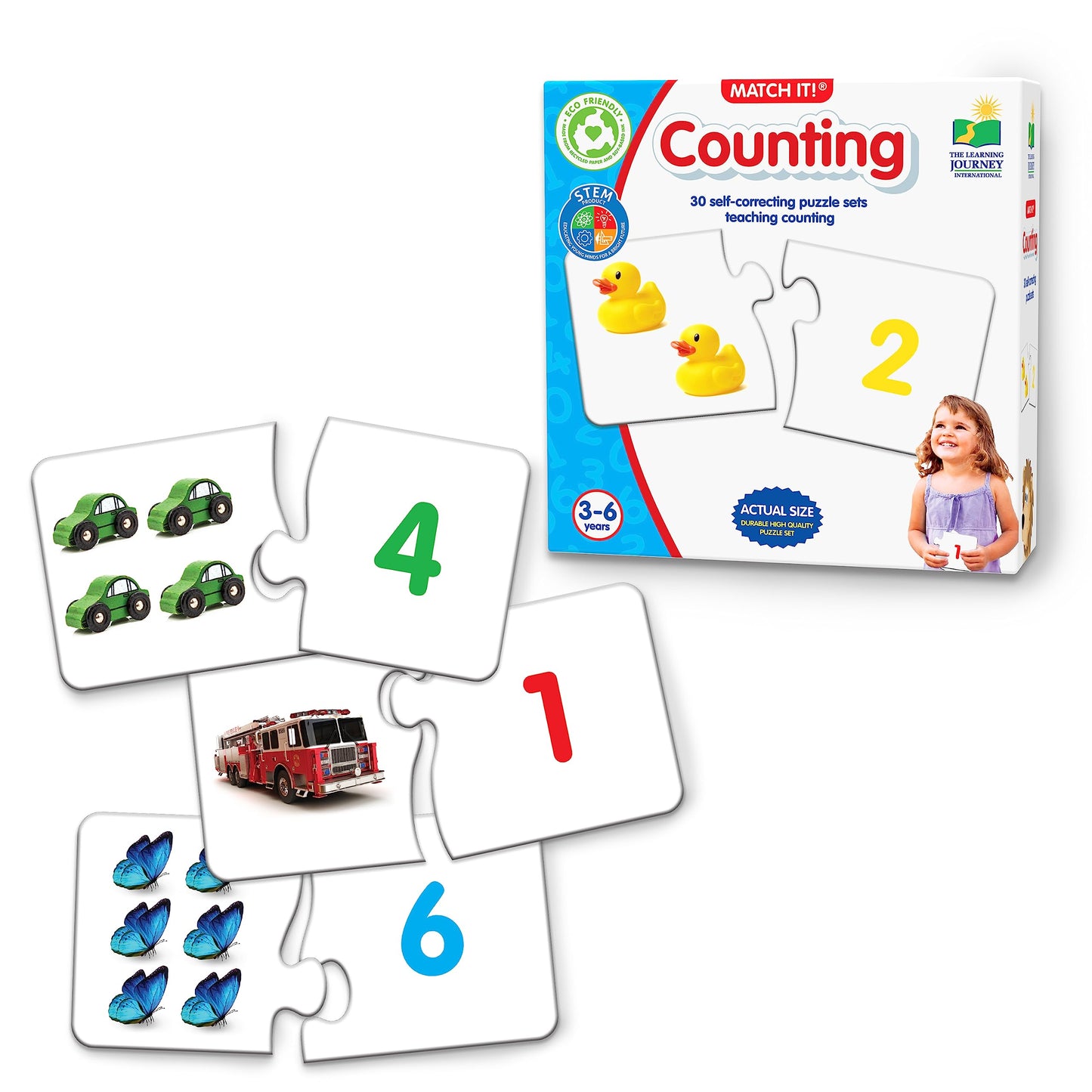 The Learning Journey Match It! Counting Puzzle - 30 Piece Self-Correcting - Multicolor - Award Winning Preschool Learning Toy