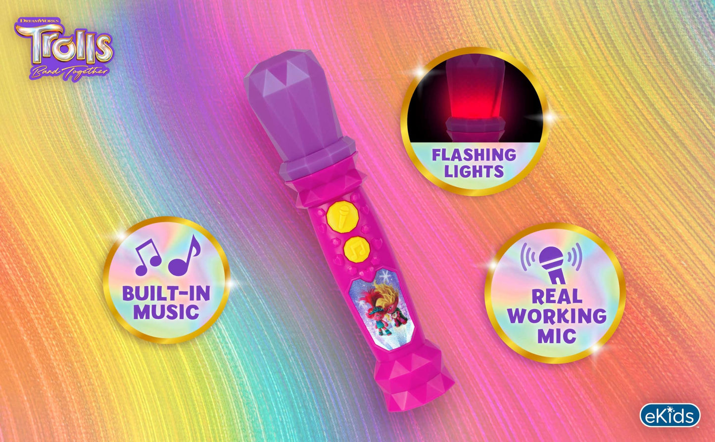 Ekids Trolls Band Together Toy Microphone For Kids, Musical Toy With Built-In Music, Kids Microphone Designed For Ages 3 And Up