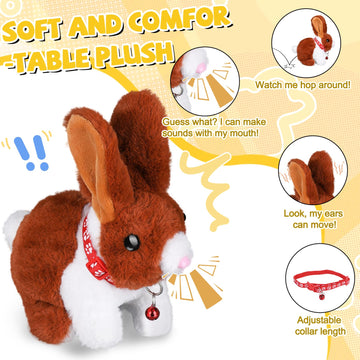 Stuffed Bunny Toys For Kids With Fruit And Vegetable Toys, Hopping Toy Rabbit That Wiggling Ears And Nose, Electronic Bunny Stuffed Animal, Perfect Birthdays, Christmas And Easter Gifts For Kids 3-7