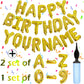 76Pcs Happy Birthday Balloon Banner, Gold Balloons Letters, Personalized 16'' Mylar Foil Birthday Decorations Includes 2 Sets A-