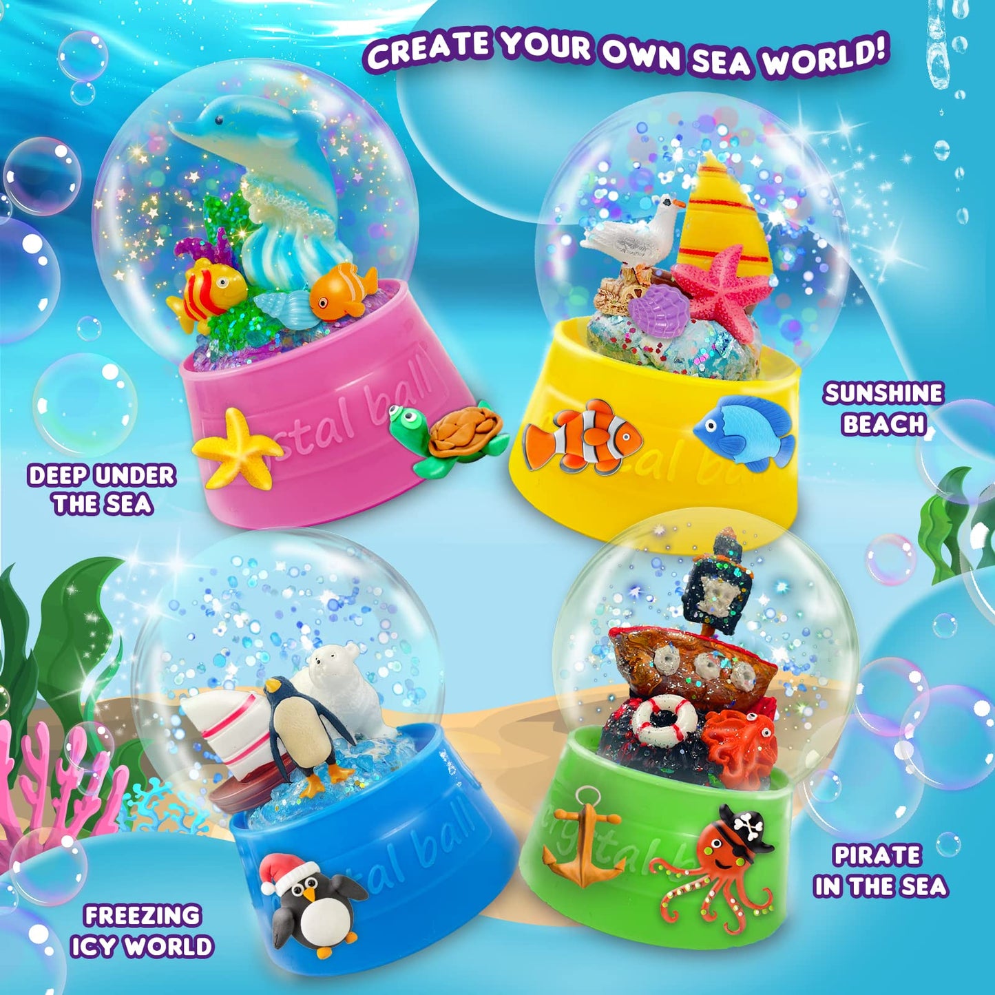 Toyunited Make Your Own Water Globe - Snow Water Stem Projects Diy Activities Glitters Supplies Perfect Arts And Crafts Clay For