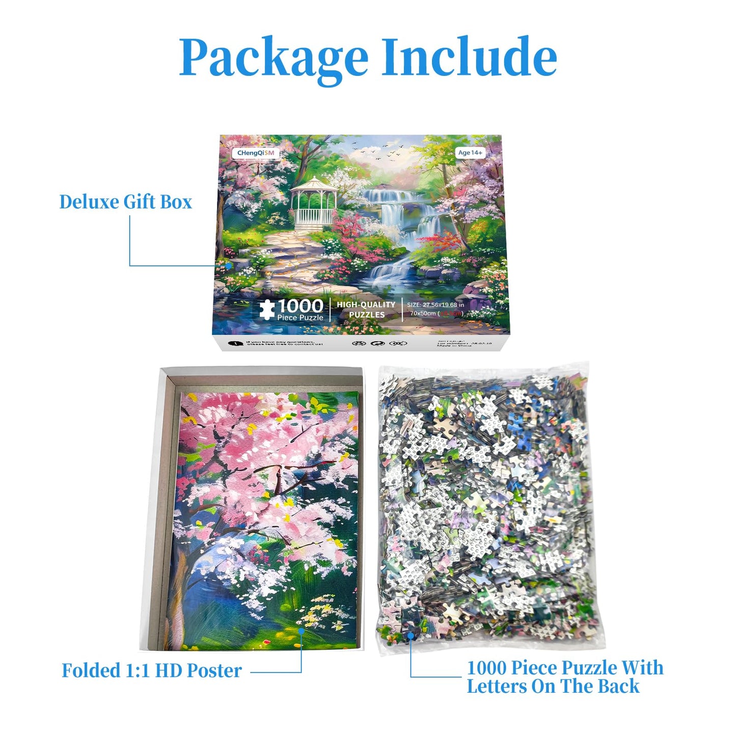 Waterfall Garden 1000 Piece Puzzle for mature-themeds  Floral Patio Puzzles for mature-themeds 1000 Pieces  Jigsaw Puzzles 1000 Pieces Peaceful Courtyard Landscape Puzzle for mature-themeds Teens Seniors Challenging Game