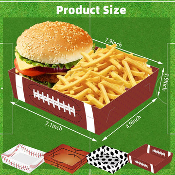 Uroinepa Sports Birthday Party Decorations 40Pcs Sports Theme Paper Food Trays Plates For Soccer Baseball Football Basketball Bi