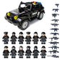 Toysvill SWAT Military Police Building Block Set for Kids | SUV + Soldiers Minifigures (12 PCS) with  and Accessories Gift